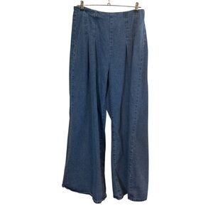 Wide Leg Women’s Pleated High Rise Denim Sz M